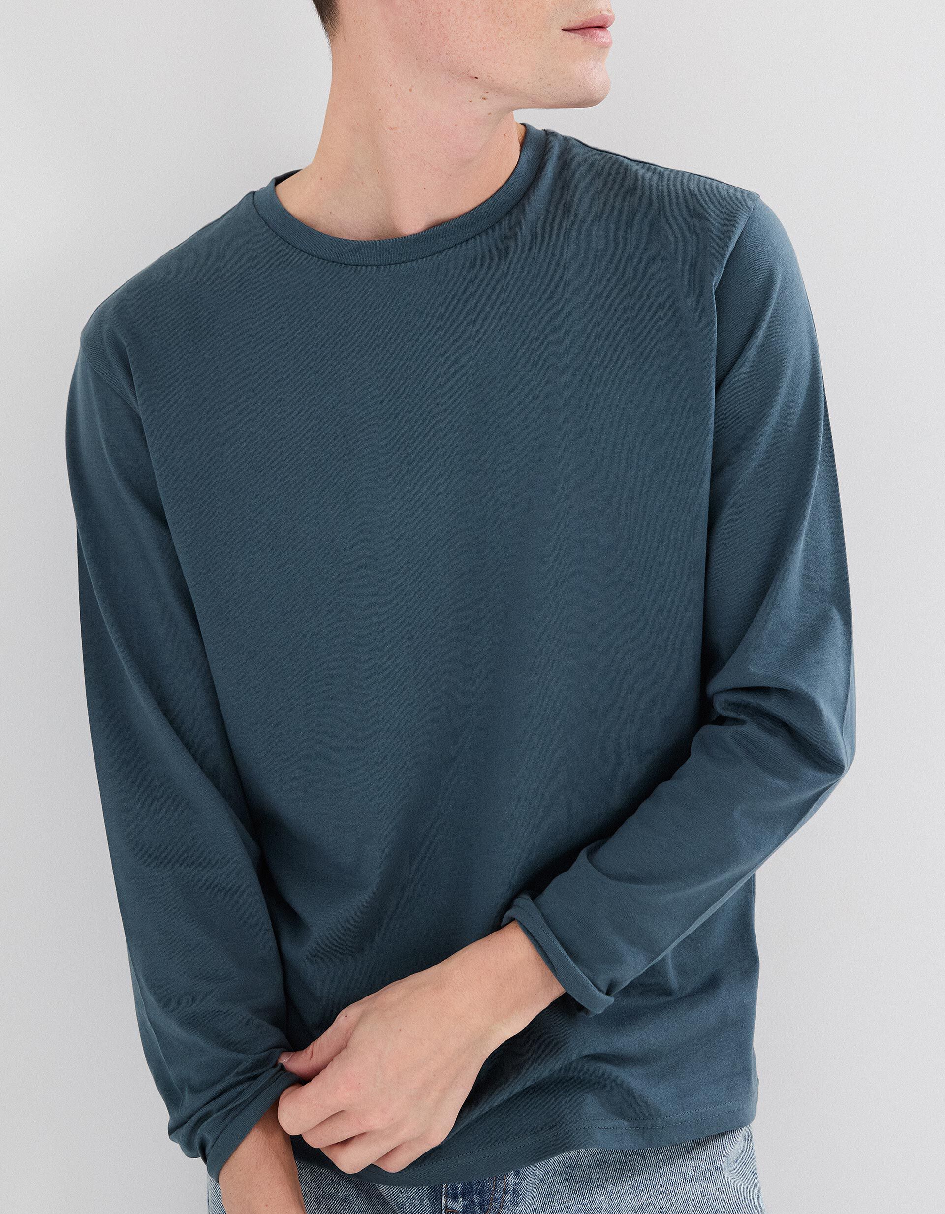 Comprar Online T-shirt de Manga Comprida, Homem, Azul