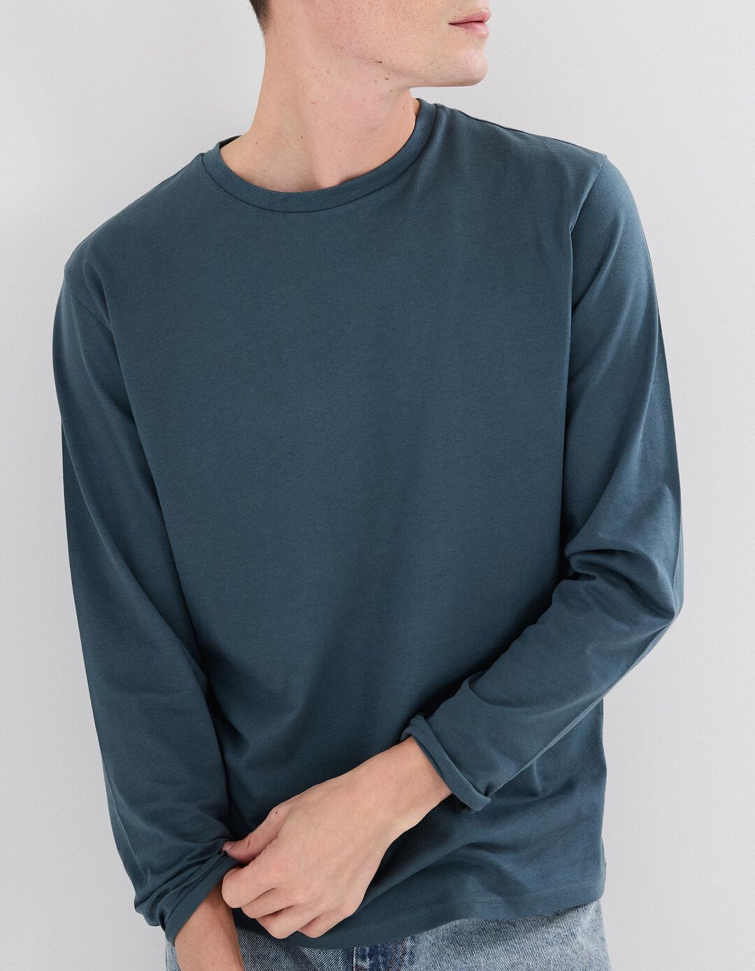 T-shirt de Manga Comprida, Homem, Azul