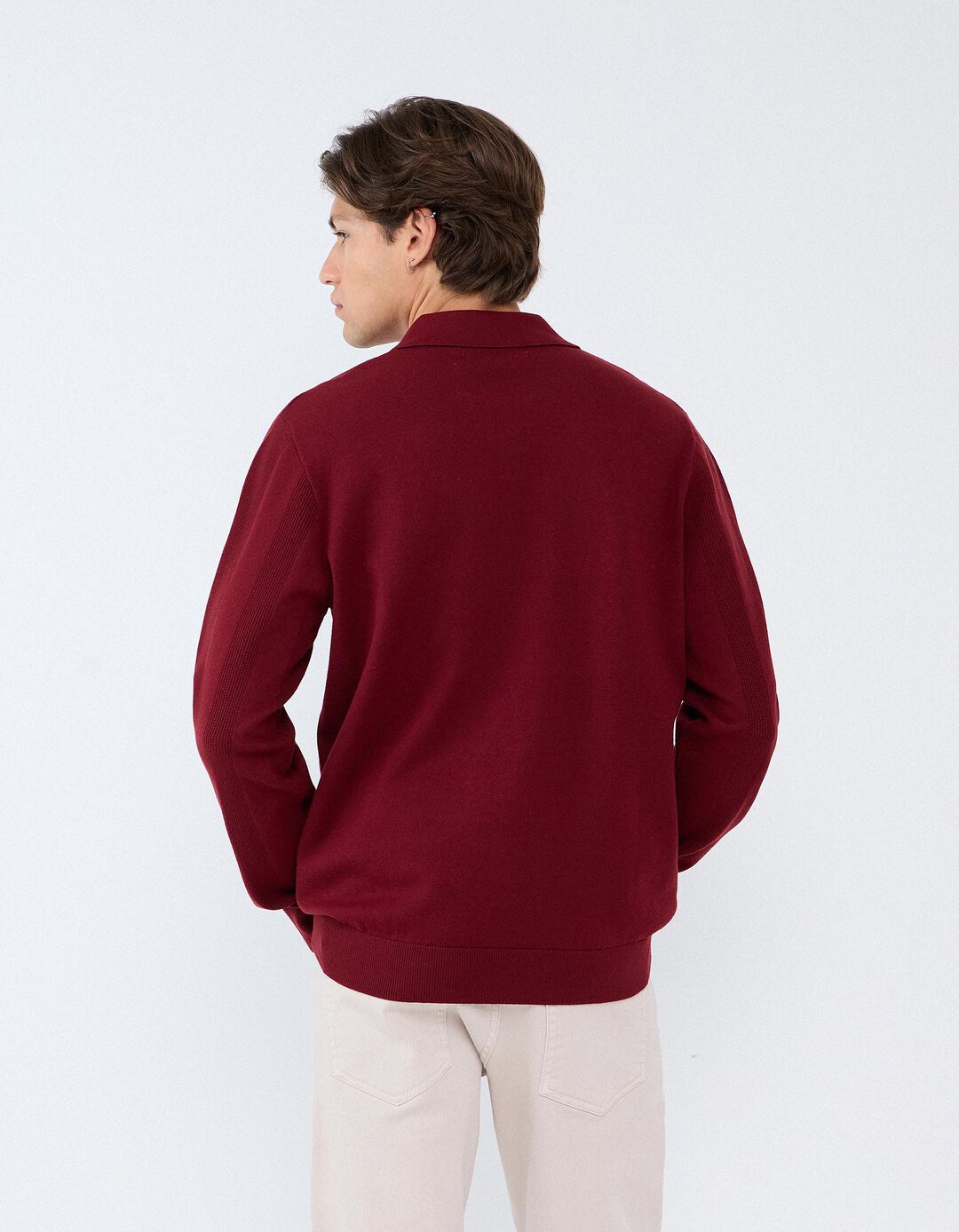 Camisola De Malha, Homem, Vermelho Escuro
