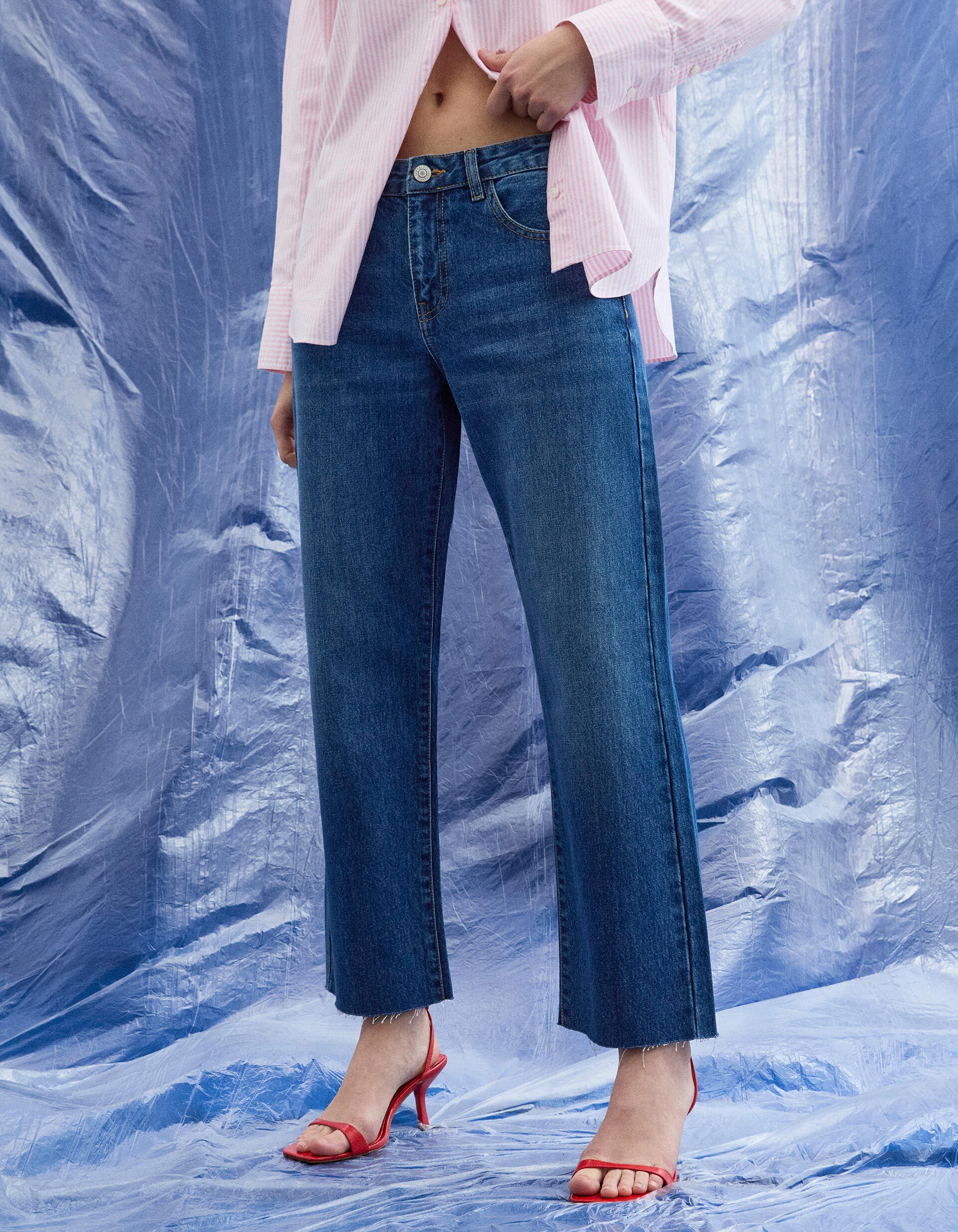 Comprar Online Cal&ccedil;as de Ganga Cropped 'Straight Fit', Mulher, Azul Escuro