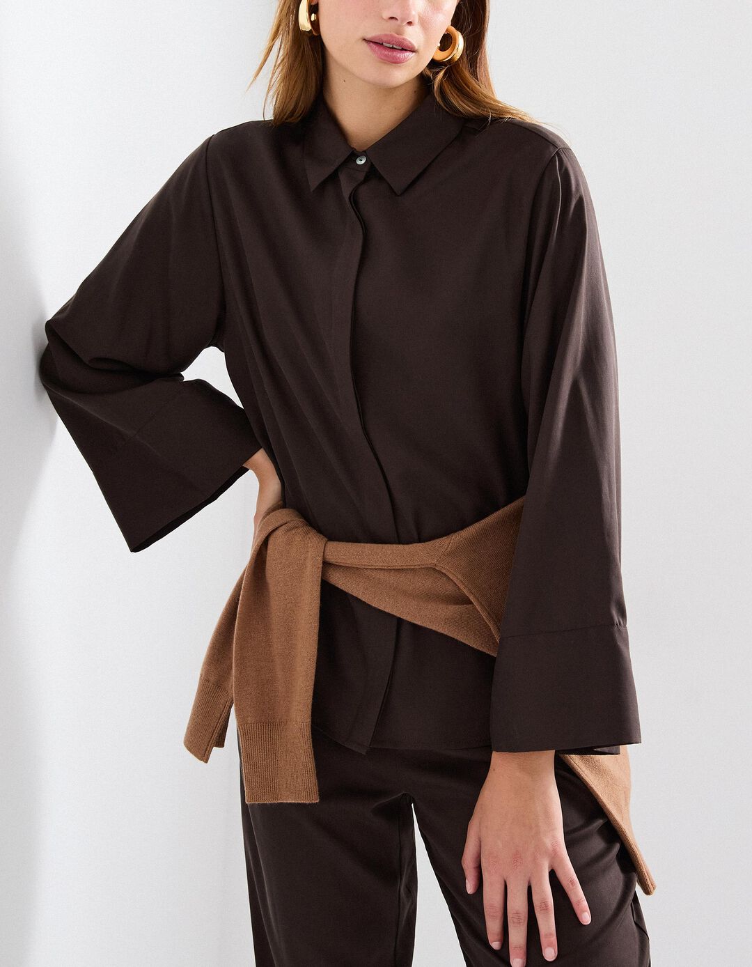Camisa Liocel, Mulher, Castanho Escuro