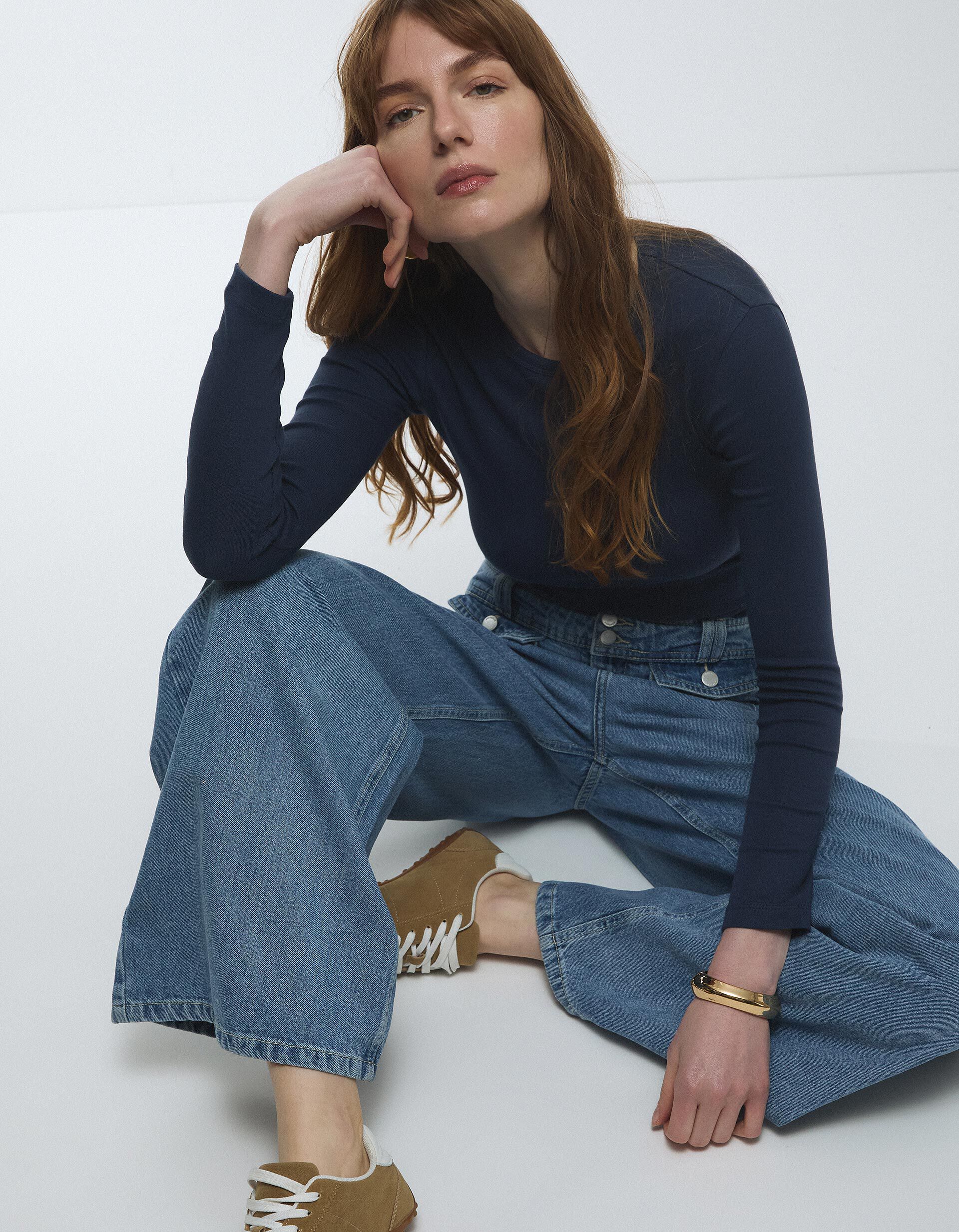 Comprar Online T-shirt Manga Comprida, Mulher, Azul Escuro