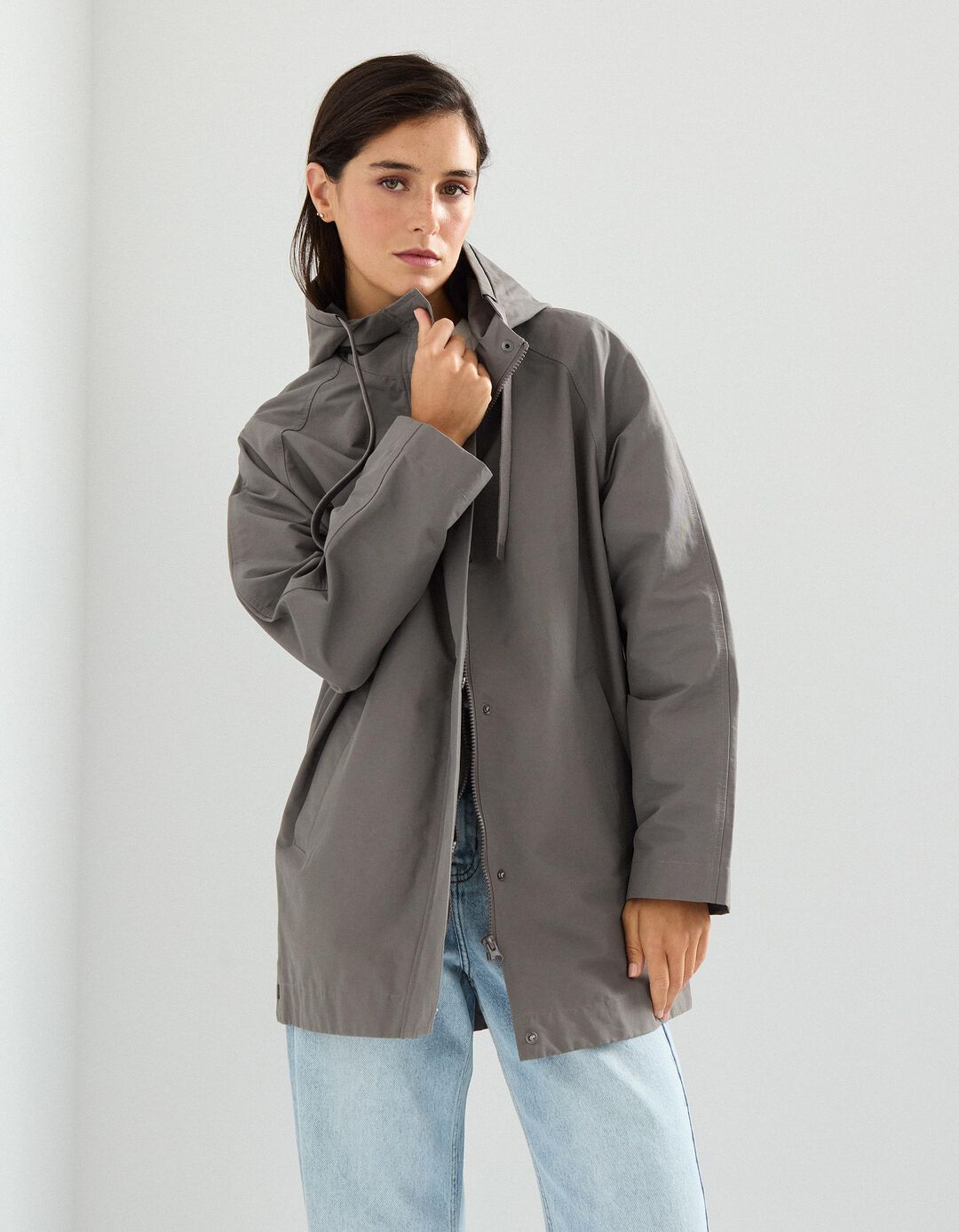 Parka Oversized, Mulher, Cinzento