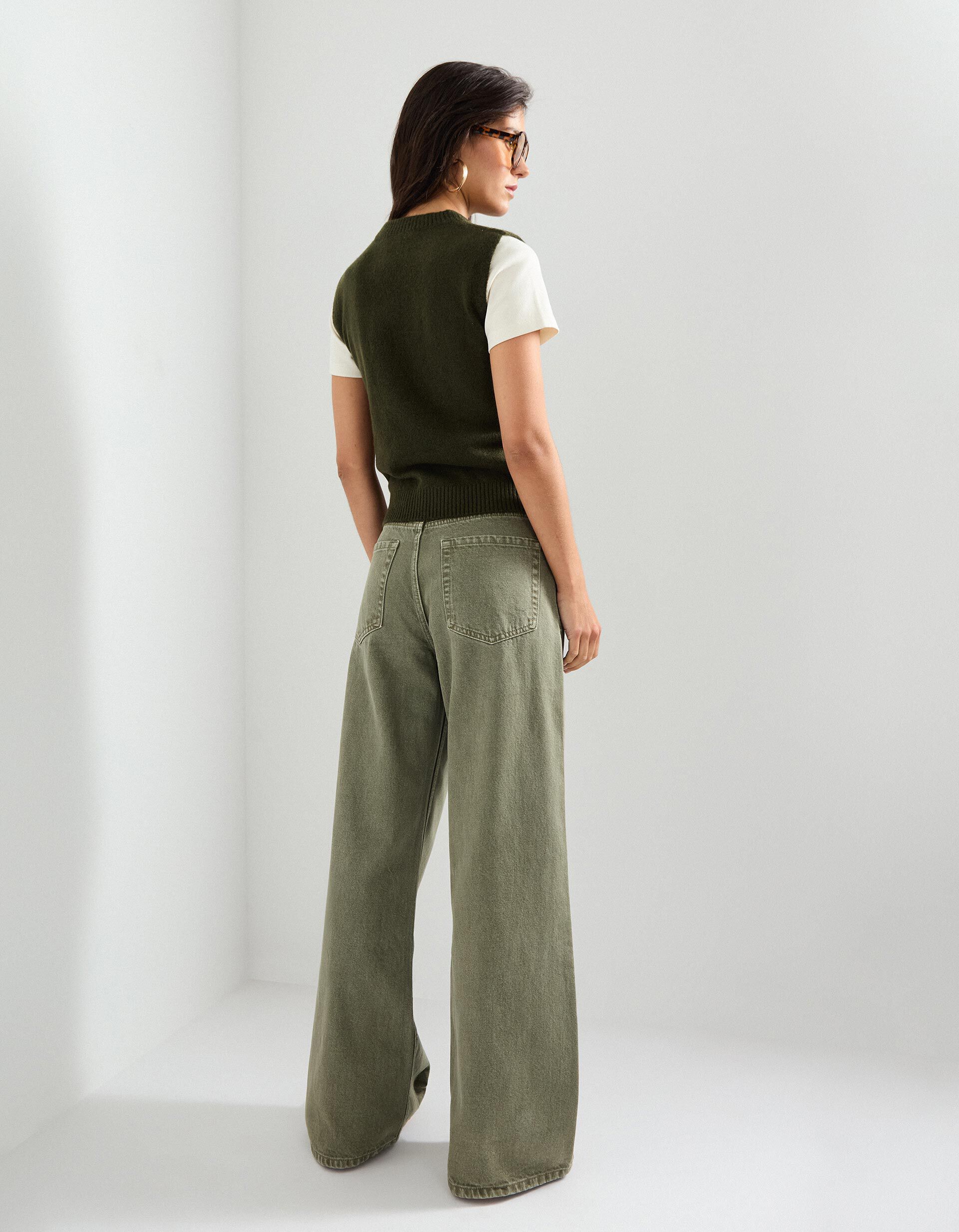 Comprar Online Cal&ccedil;as de Ganga 'Wide Leg', Mulher, Verde Escuro