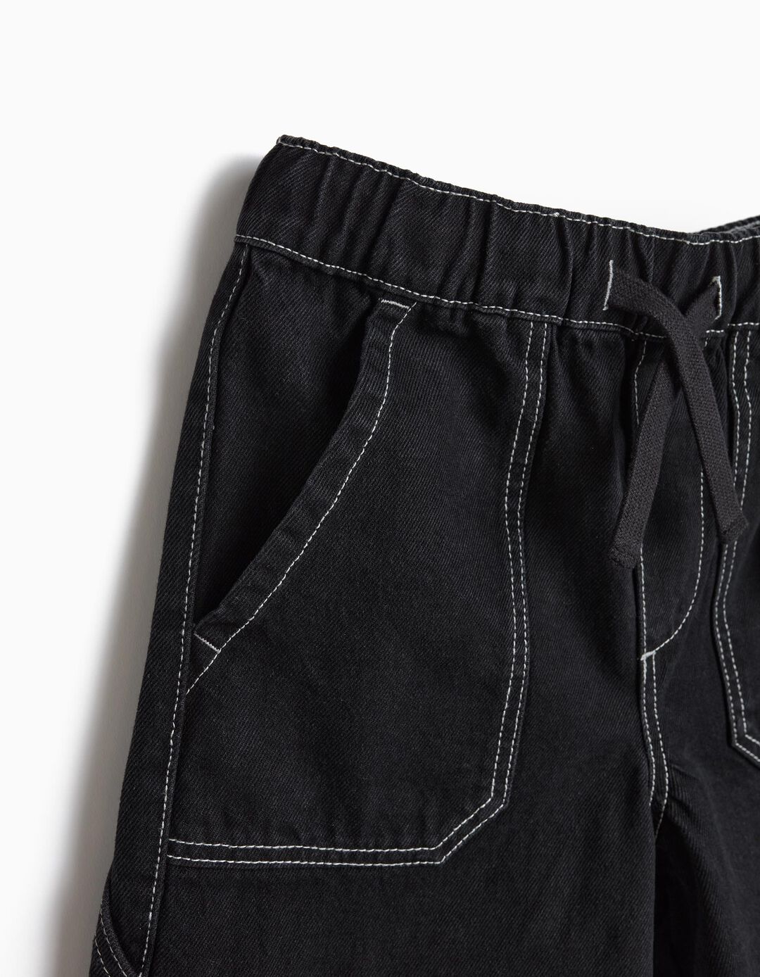 Cal&ccedil;&otilde;es de Ganga 'Loose Fit', Menino, Preto