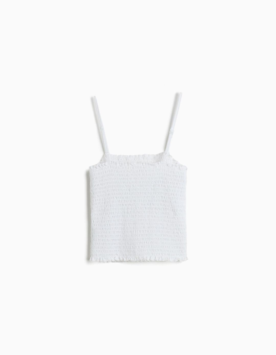 Top Franzido Smock, Menina, Branco