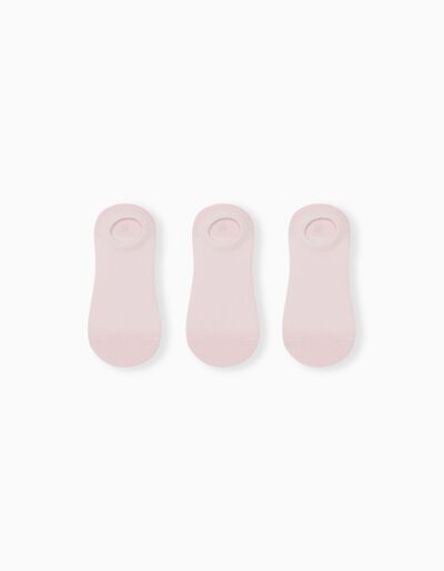 3 Pairs of Invisible Socks Pack, Girls, Light Pink