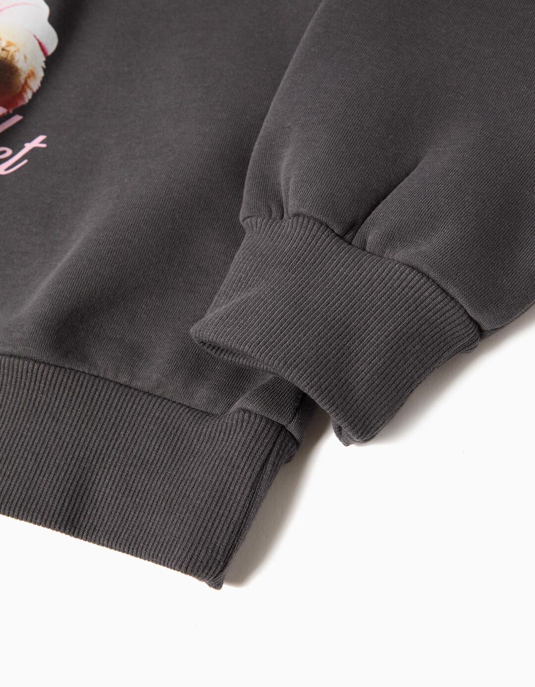 Sweatshirt de Felpa, Menina, Cinzento Escuro