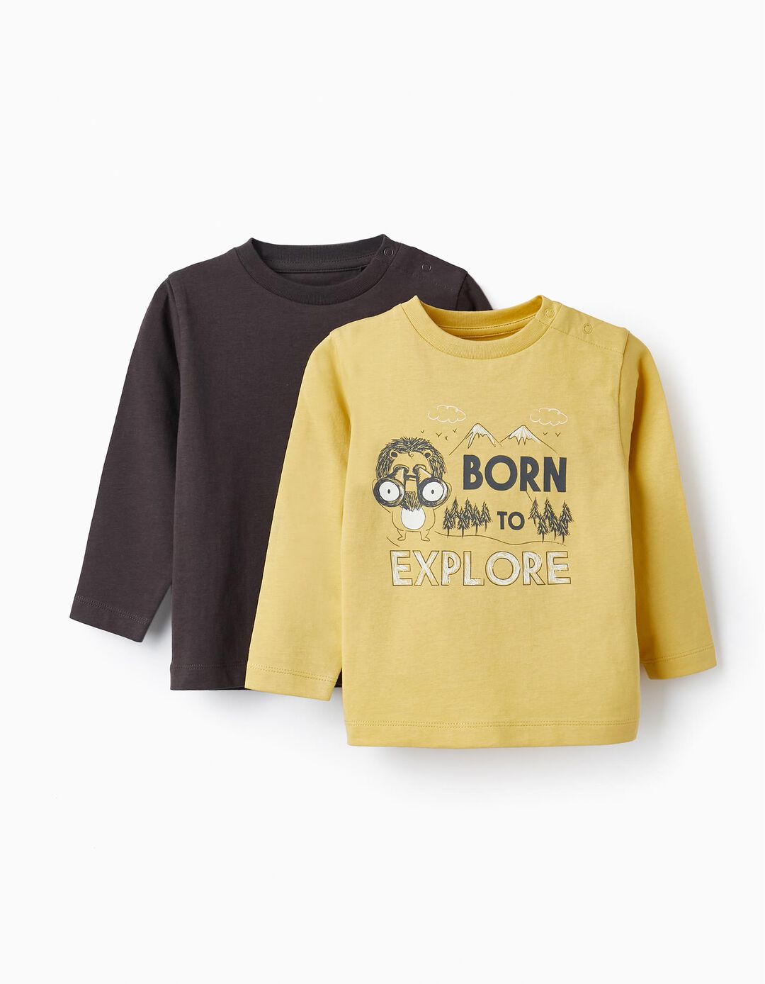 Pack 2 Camisetas de Algodón para Bebé Niño, Amarillo/Negro