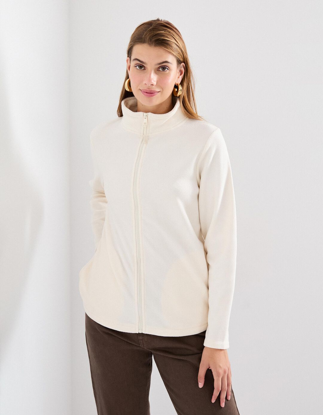 Casaco Polar, Mulher, Bege 