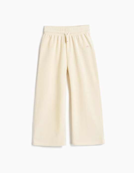 Comprar Online Cal&ccedil;as De Malha Wide Leg, Menina, Bege Claro