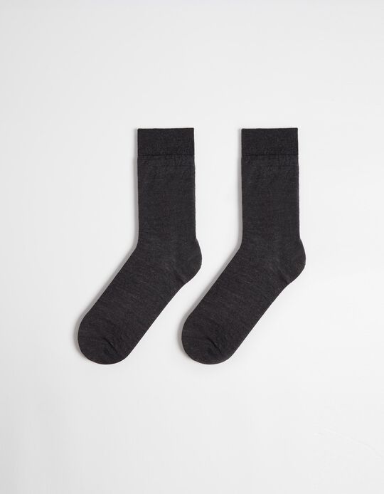 Pure Wool Socks, Men, Grey
