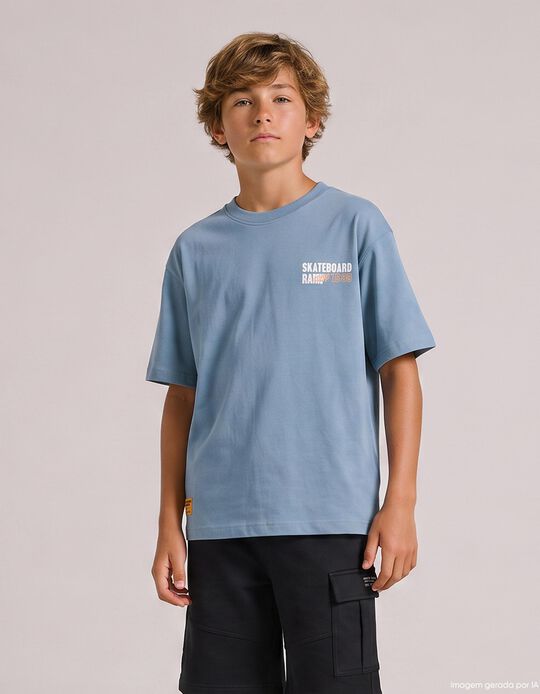 Comprar Online T-shirt Estampada 'Loose Fit', Menino, Azul Escuro