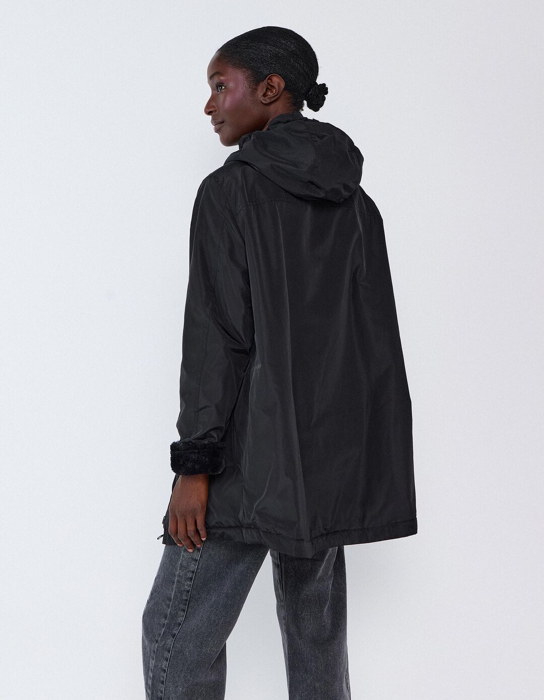 Parka Revers&iacute;vel, Mulher, Preto