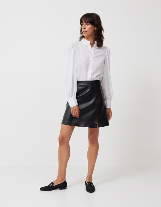 Faux Leather Skirt, Women, Black