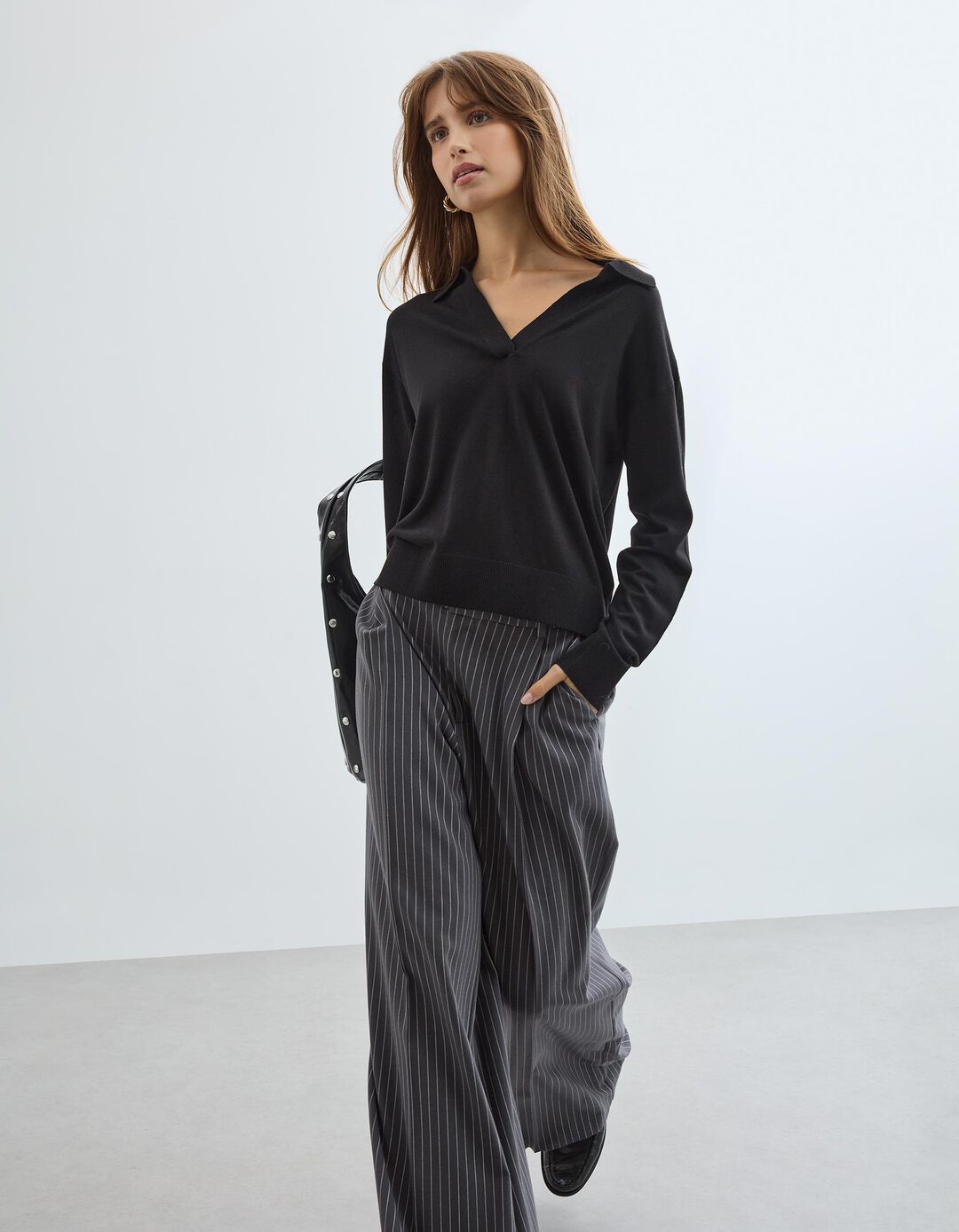 Polo com Caxemira, Mulher, Preto