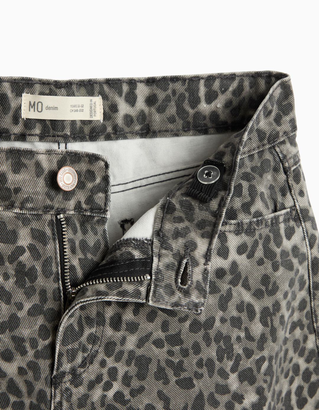 Cal&ccedil;as Wide Leg Animal Print, Menina, Cinzento Escuro