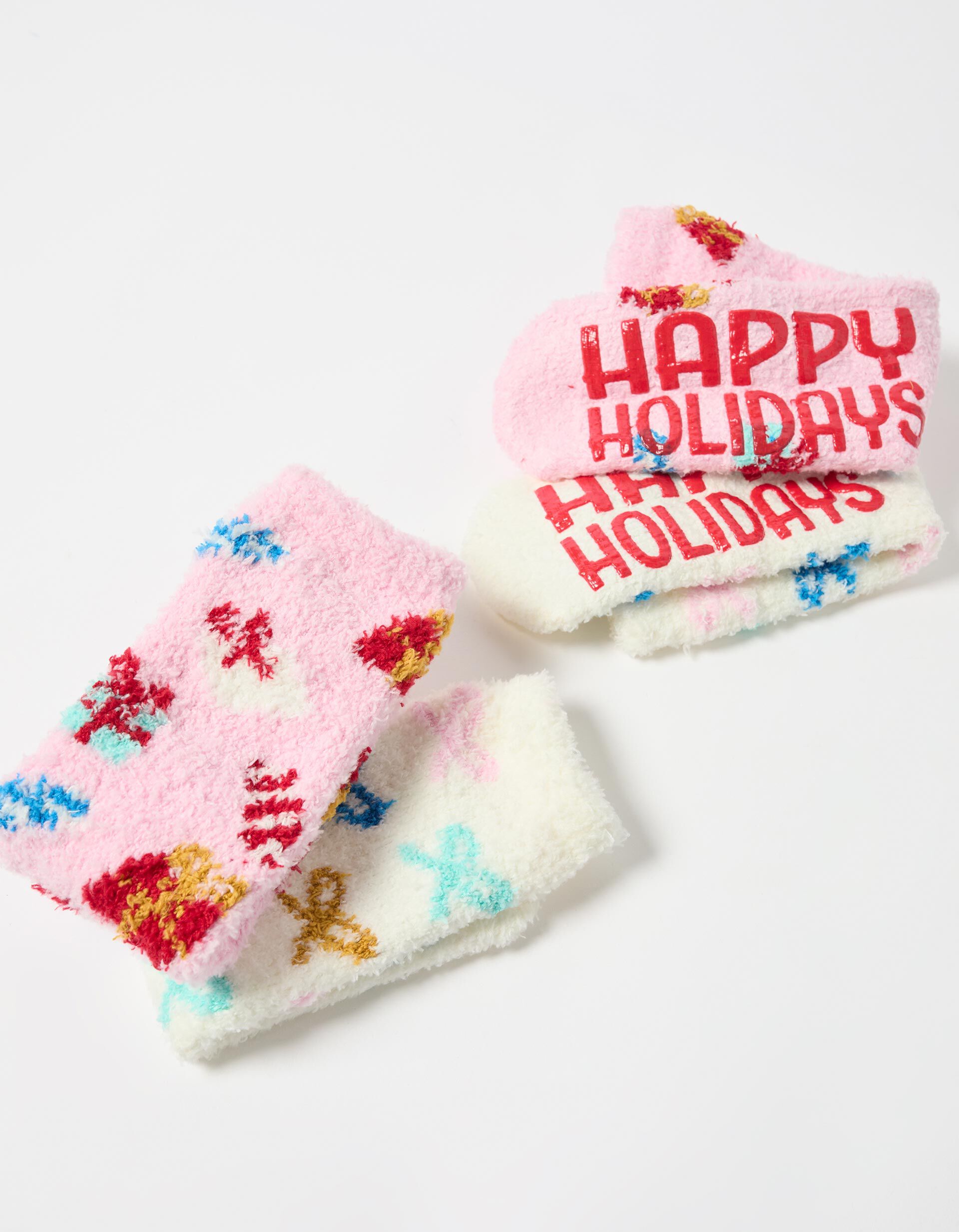 Comprar Online Pack 2 Pares de Meias de Natal, Menina, Rosa Claro