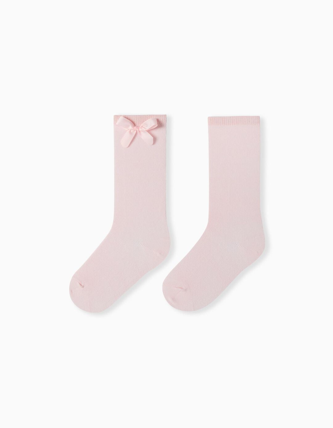 Bow Plain Knee-high Socks, Girls, Light Pink