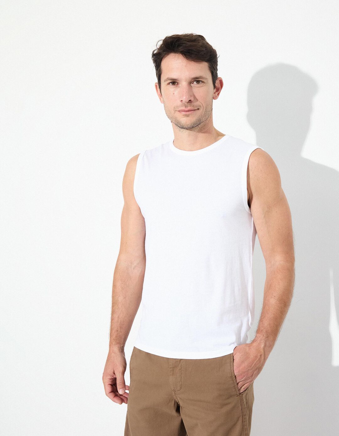 T-shirt sem mangas, Homem, Branco
