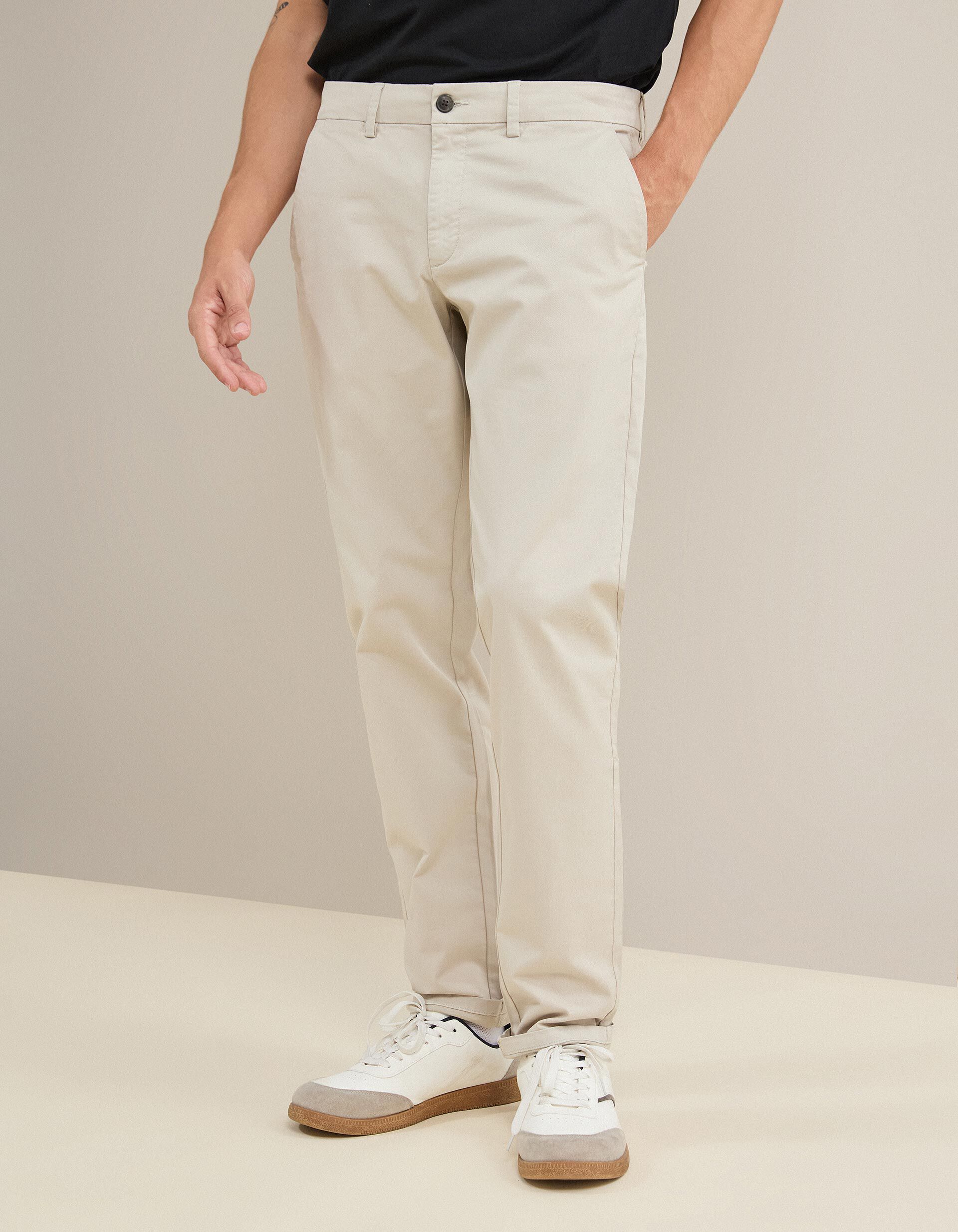 Comprar Online Cal&ccedil;as Chino Slim, Homem, Bege Claro