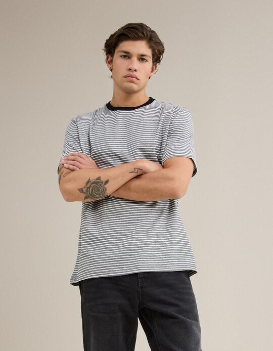 Comprar Online T-shirt Jersey Riscas, Homem, Preto