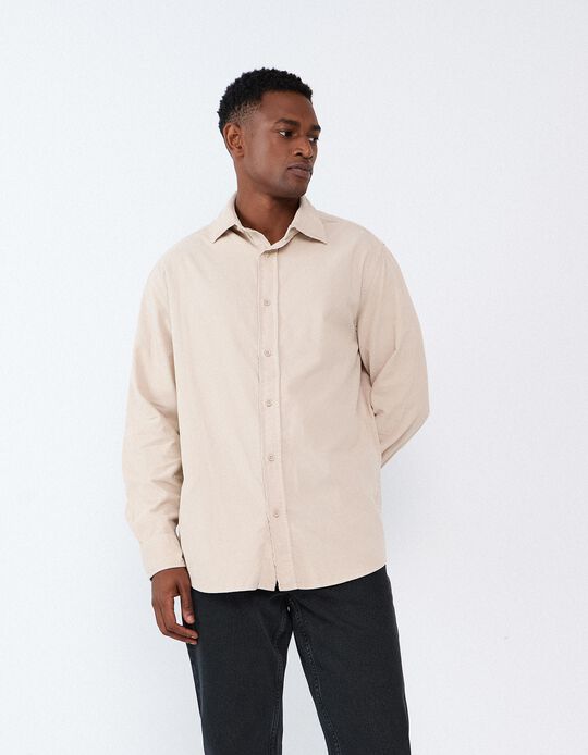 Comprar Online Camisa Em Bombazina, Homem, Bege Claro