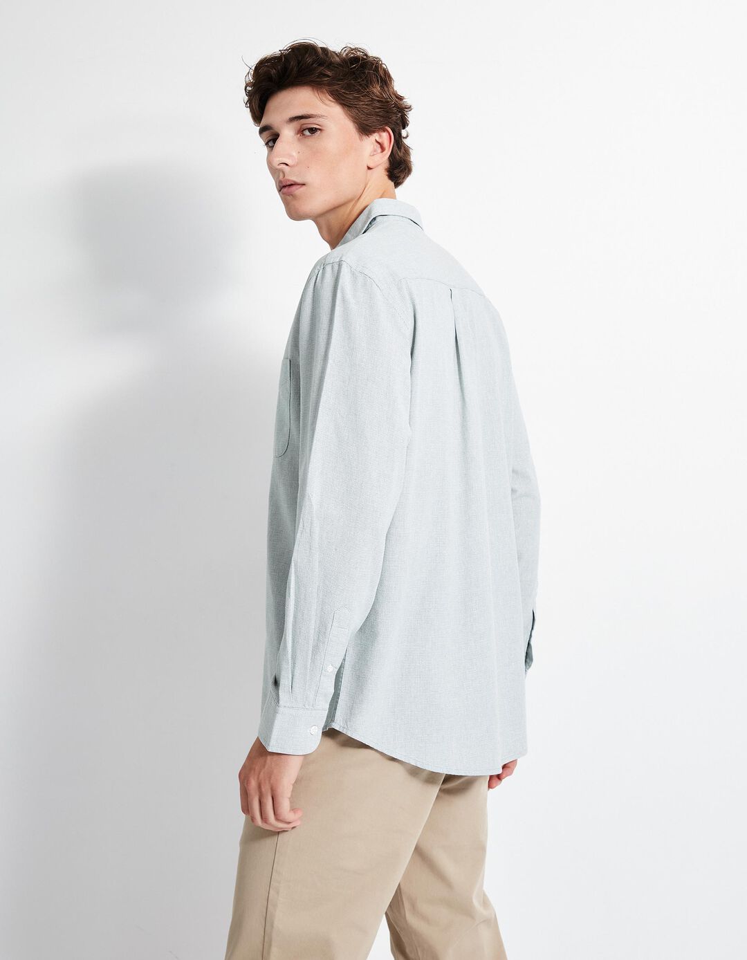 Camisa de Manga Comprida, Homem, Verde Escuro