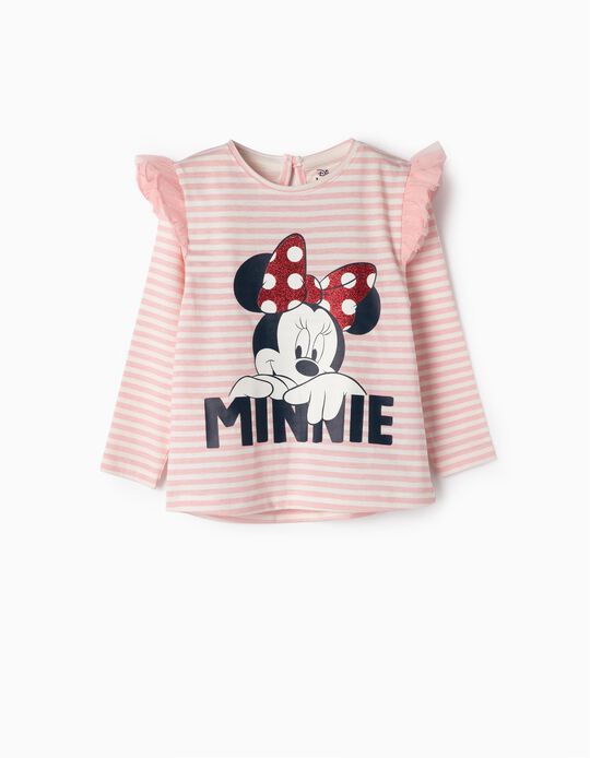 T-shirt para Beb&eacute; Menina 'Minnie', Rosa e Branco