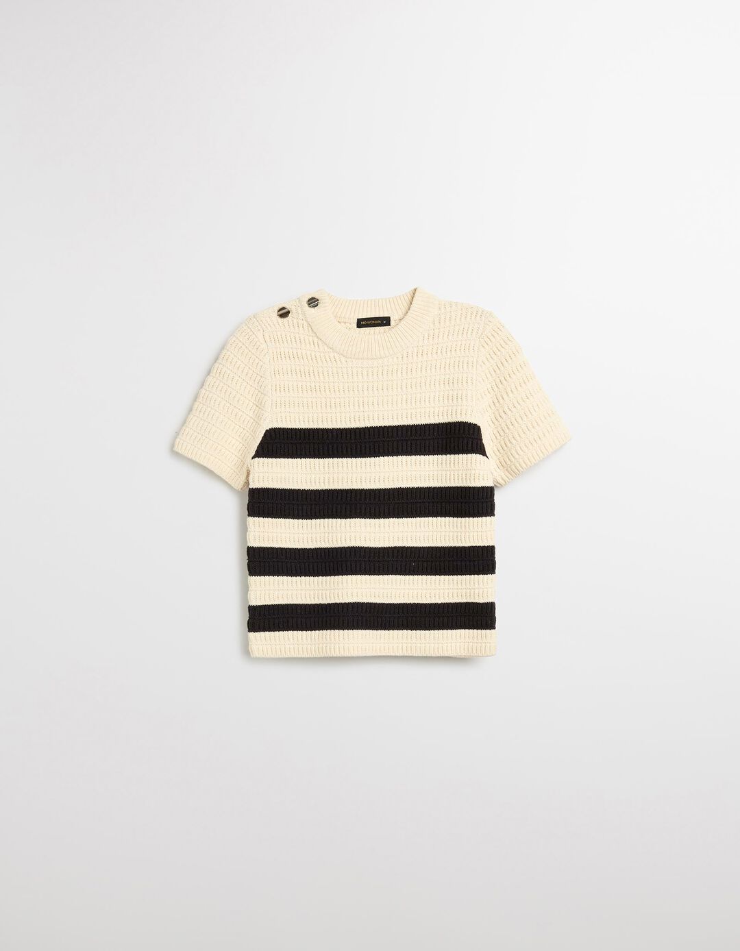 Camisola Riscas de Malha, Mulher, Cru 