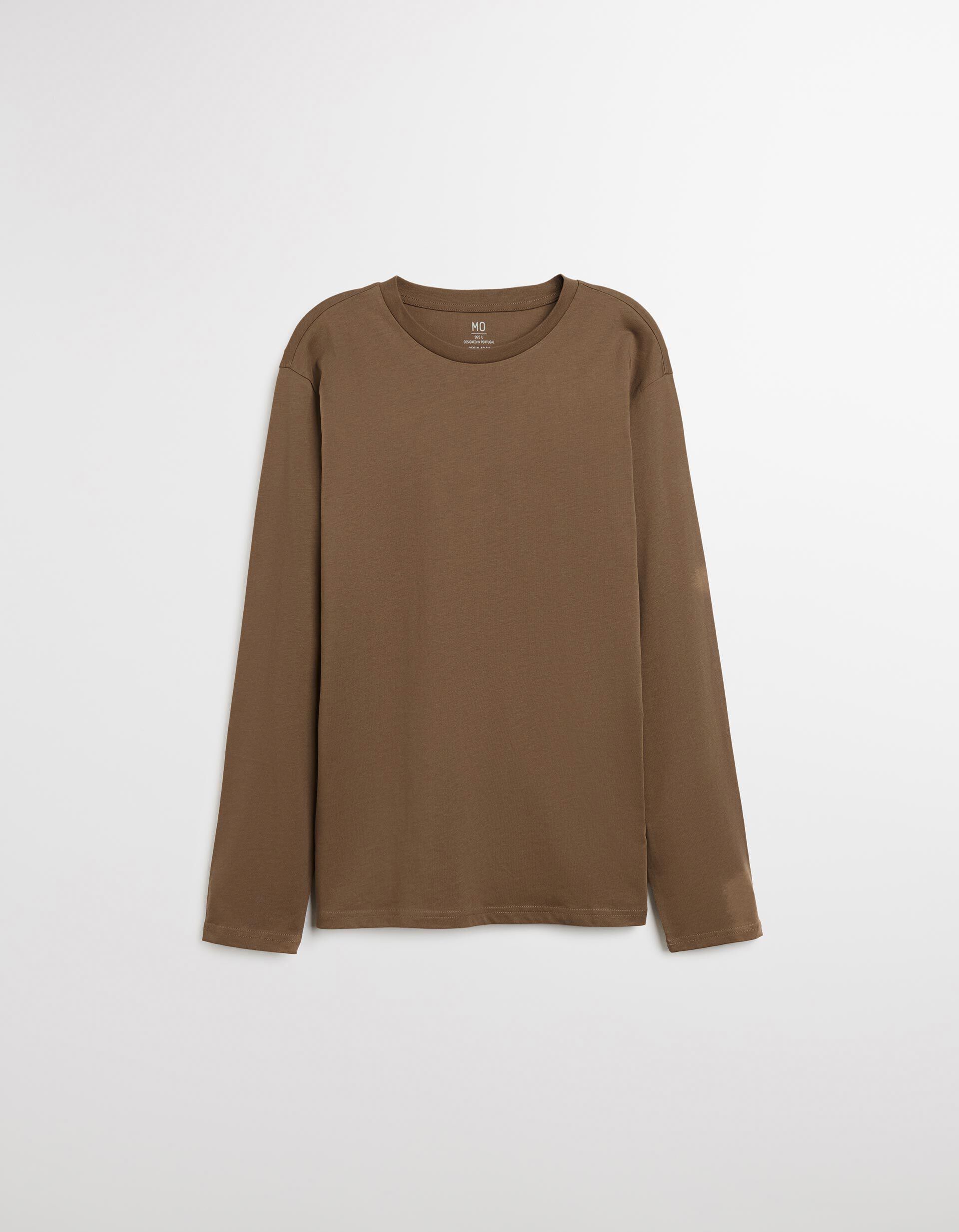 Comprar Online T-shirt de Manga Comprida, Homem, Castanho