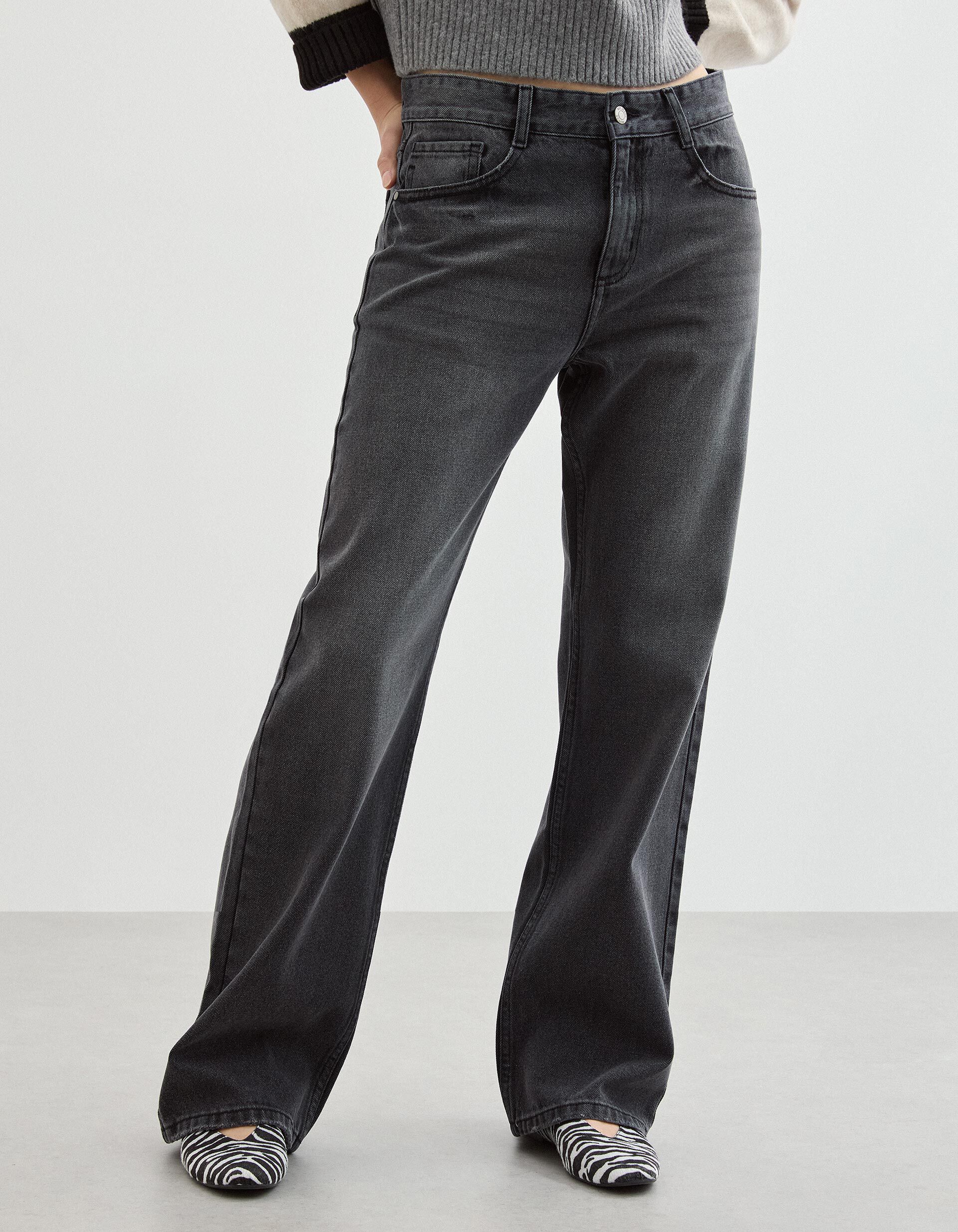 Comprar Online Cal&ccedil;as de Ganga Wide Leg, Mulher, Cinzento