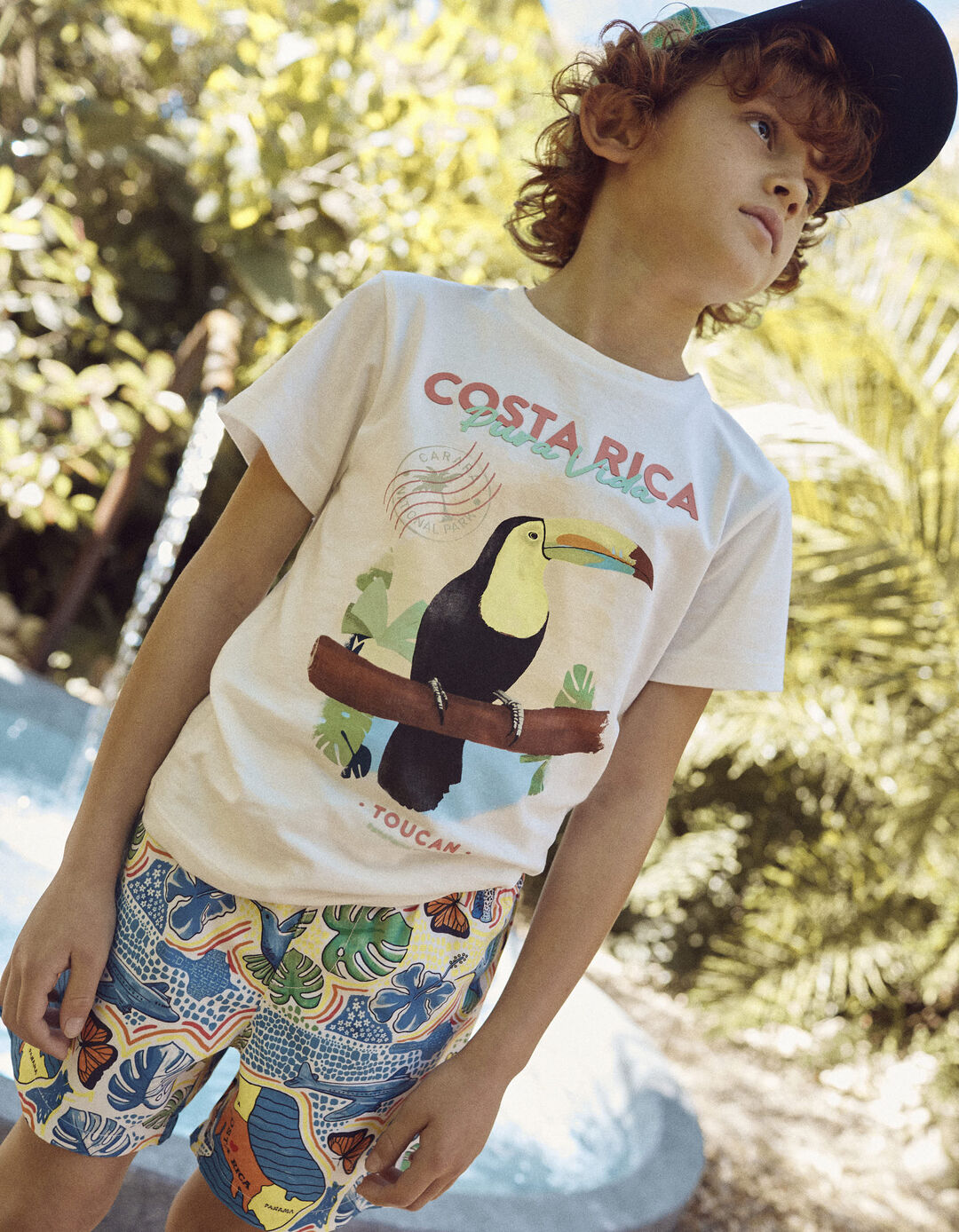 T-shirt de Algodão para Menino 'Costa Rica', Branco