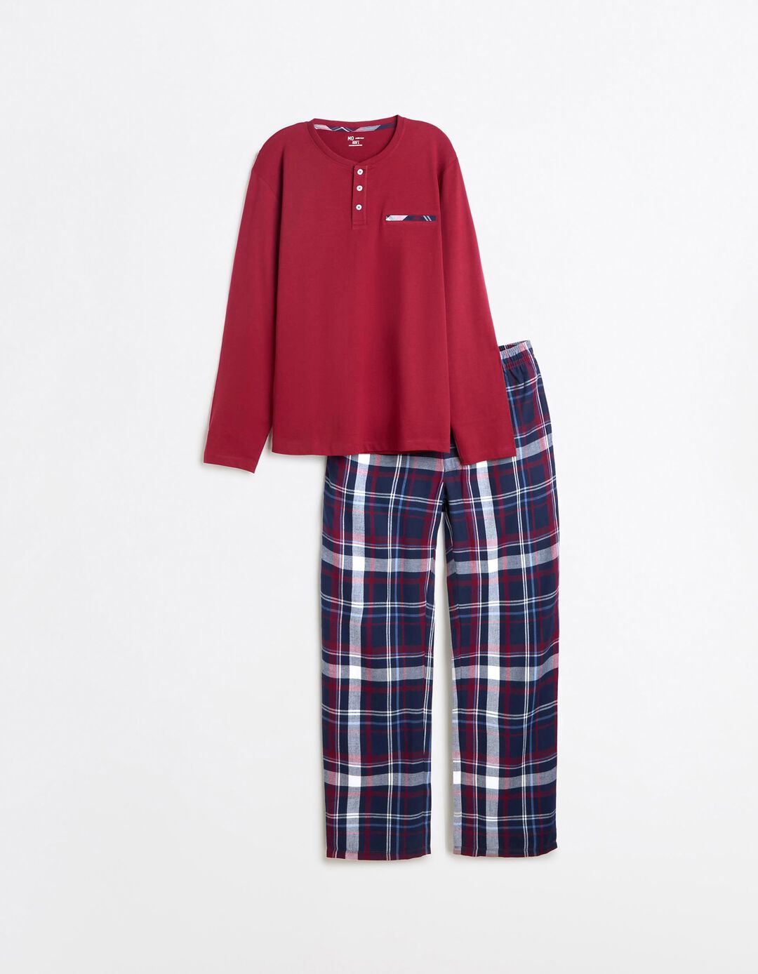 Pijama Xadrez, Homem, Vermelho Escuro