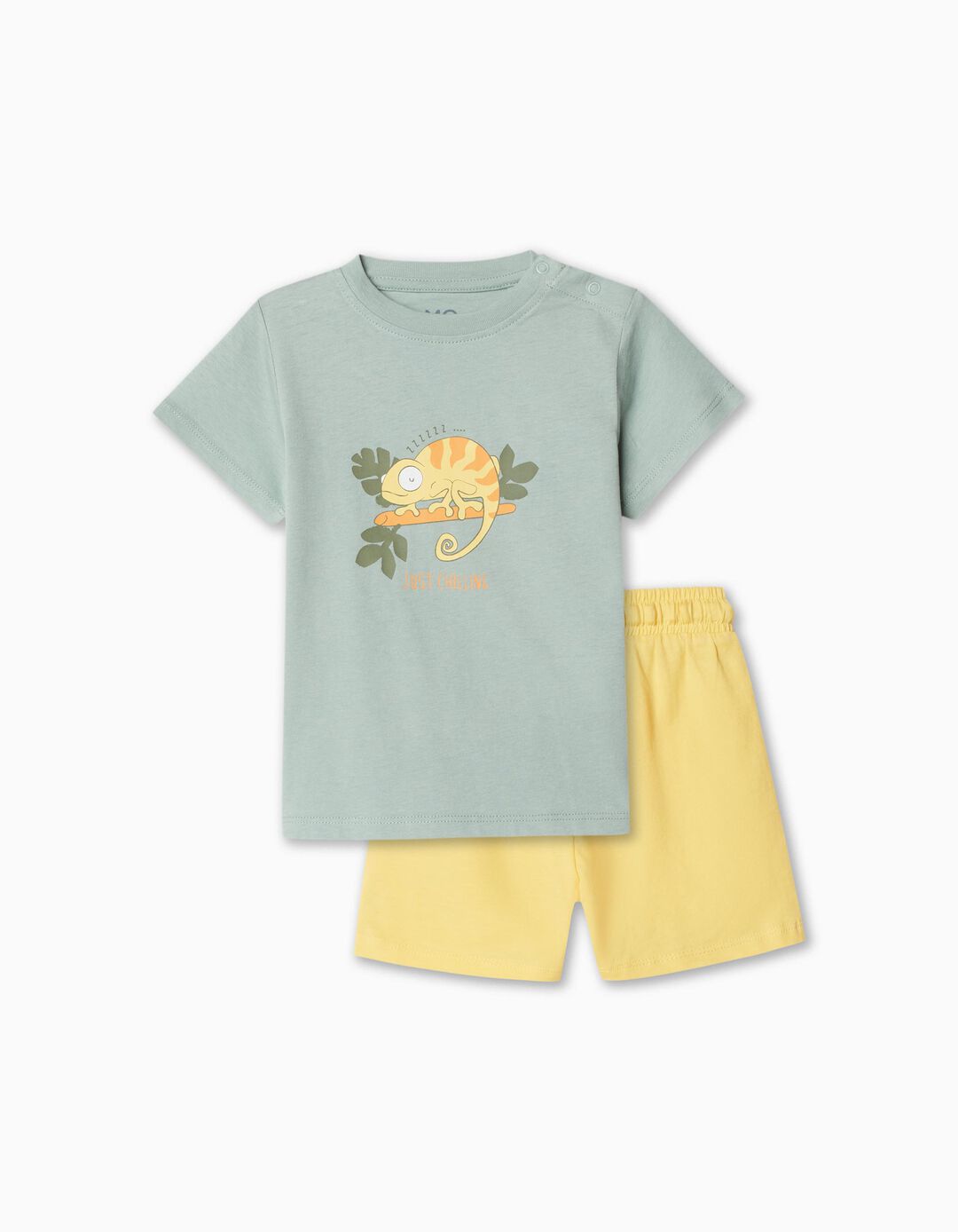 Conjunto T-shirt + Calções, Bebé Menino, Verde Claro/Amarelo