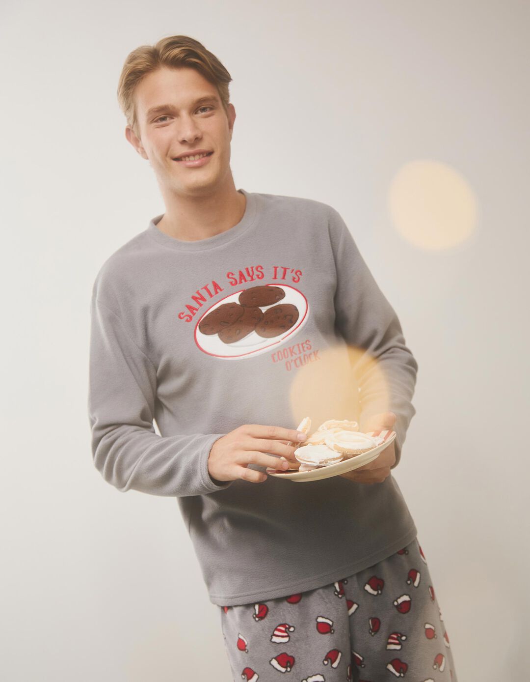 Pijama de Natal, Homem, Cinzento