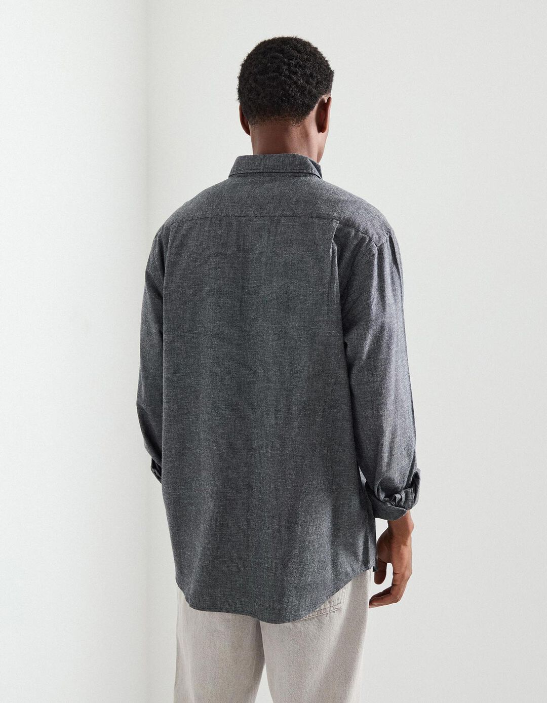 Camisa Flanela, Homem, Cinzento Escuro