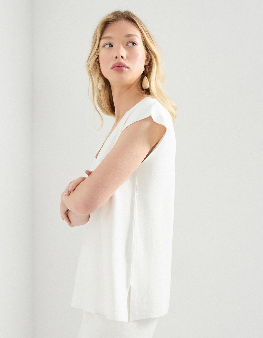 Colete de Malha, Mulher, Branco 