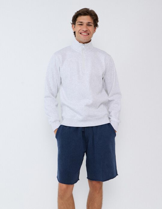Comprar Online Sweatshirt Com Gola Alta, Homem, Cinzento Claro