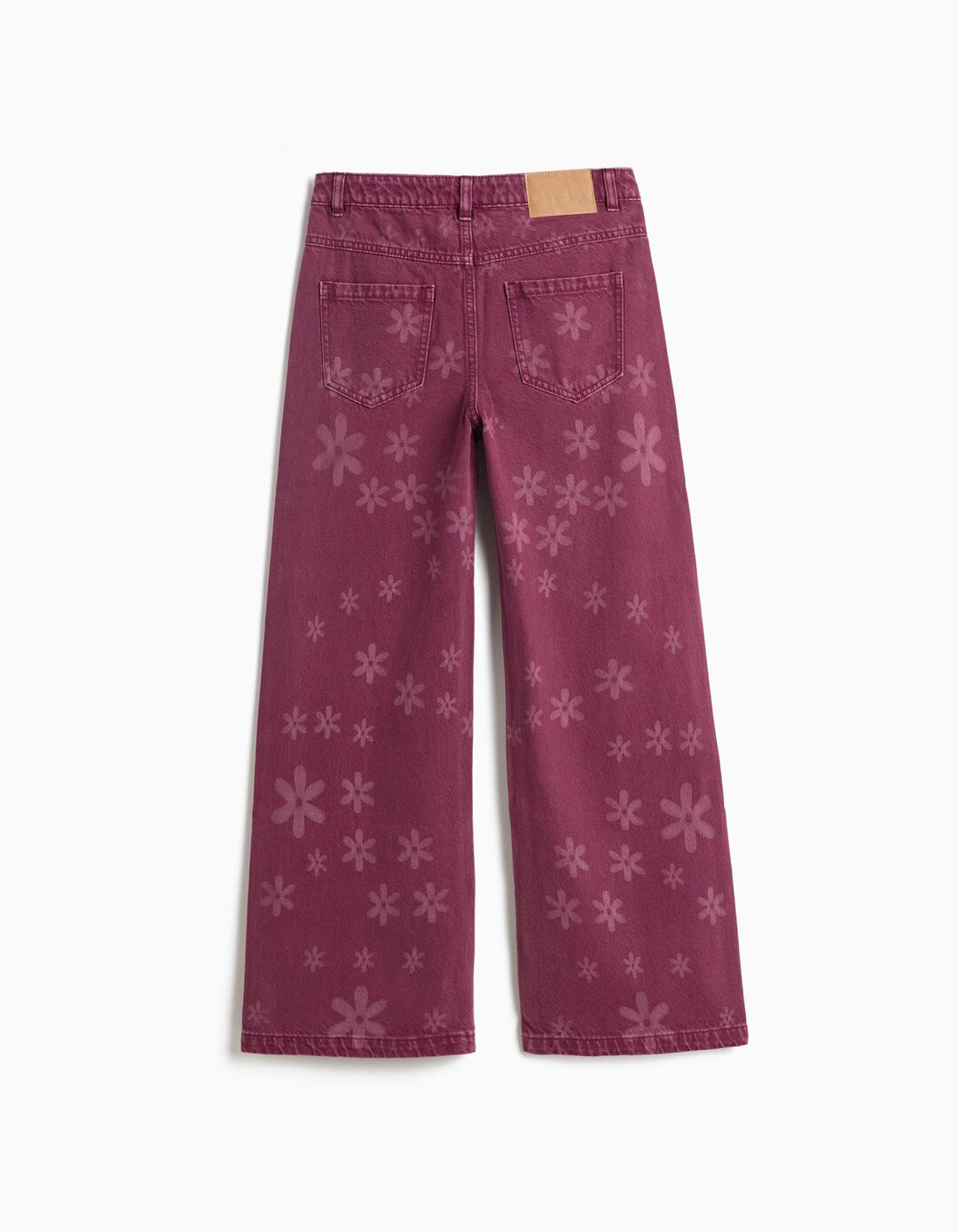 Cal&ccedil;as De Ganga Wide Leg &Agrave;s Flores, Menina, Rosa Escuro