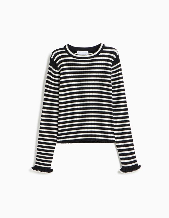 Comprar Online Camisola De Malha &Agrave;s Riscas, Menina, Preto