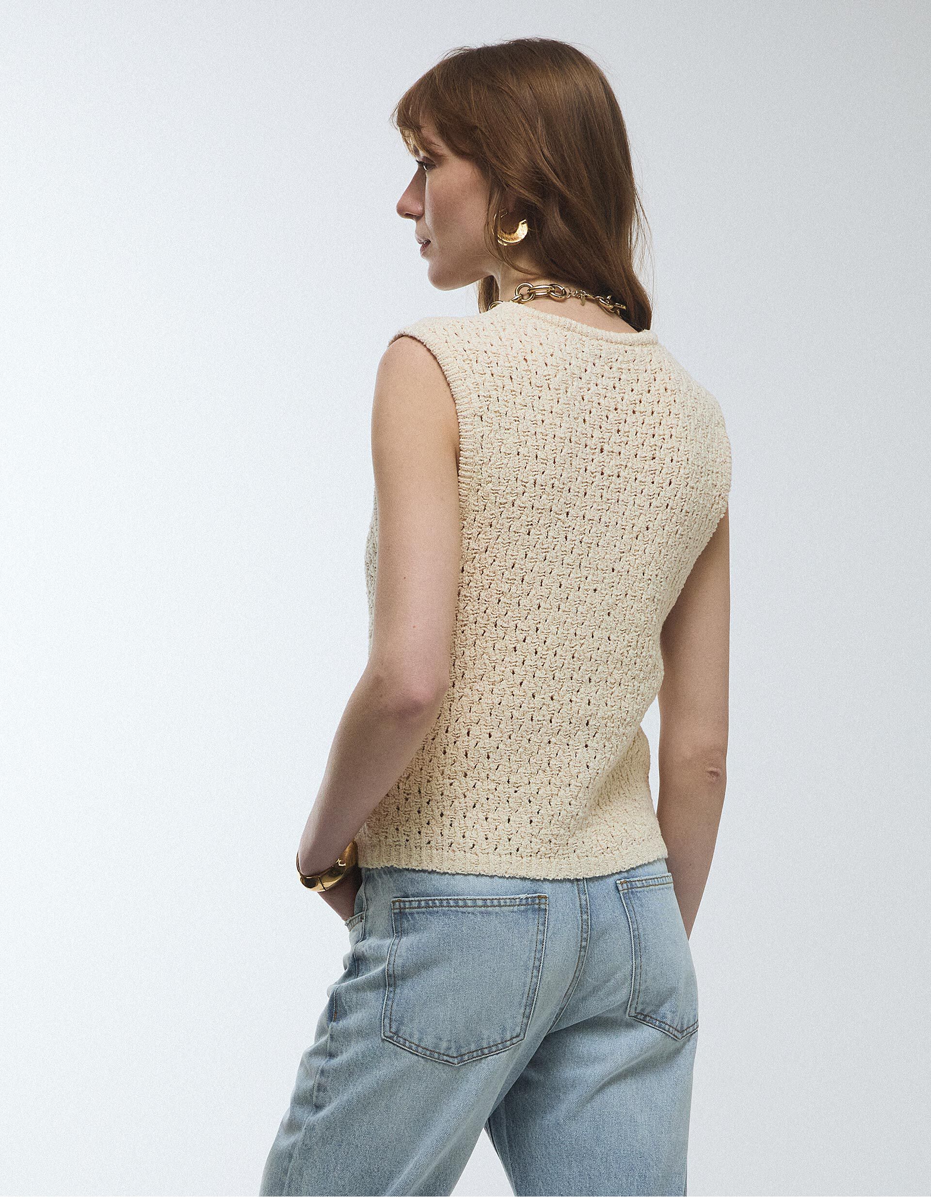 Comprar Online Colete de Malha, Mulher, Bege Claro