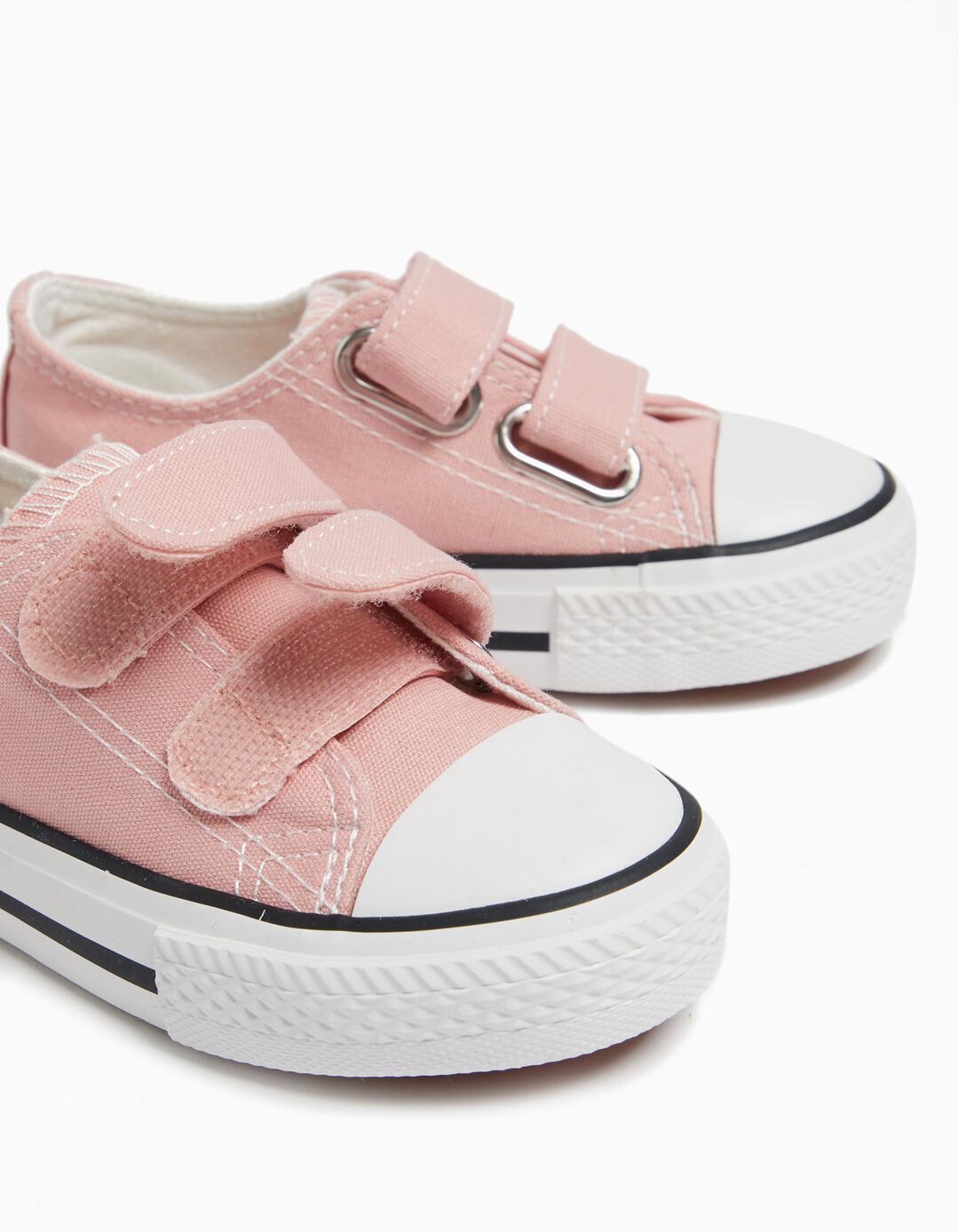 Canvas Sneakers with Self-Adhesive Straps, Baby Girl, Pink
