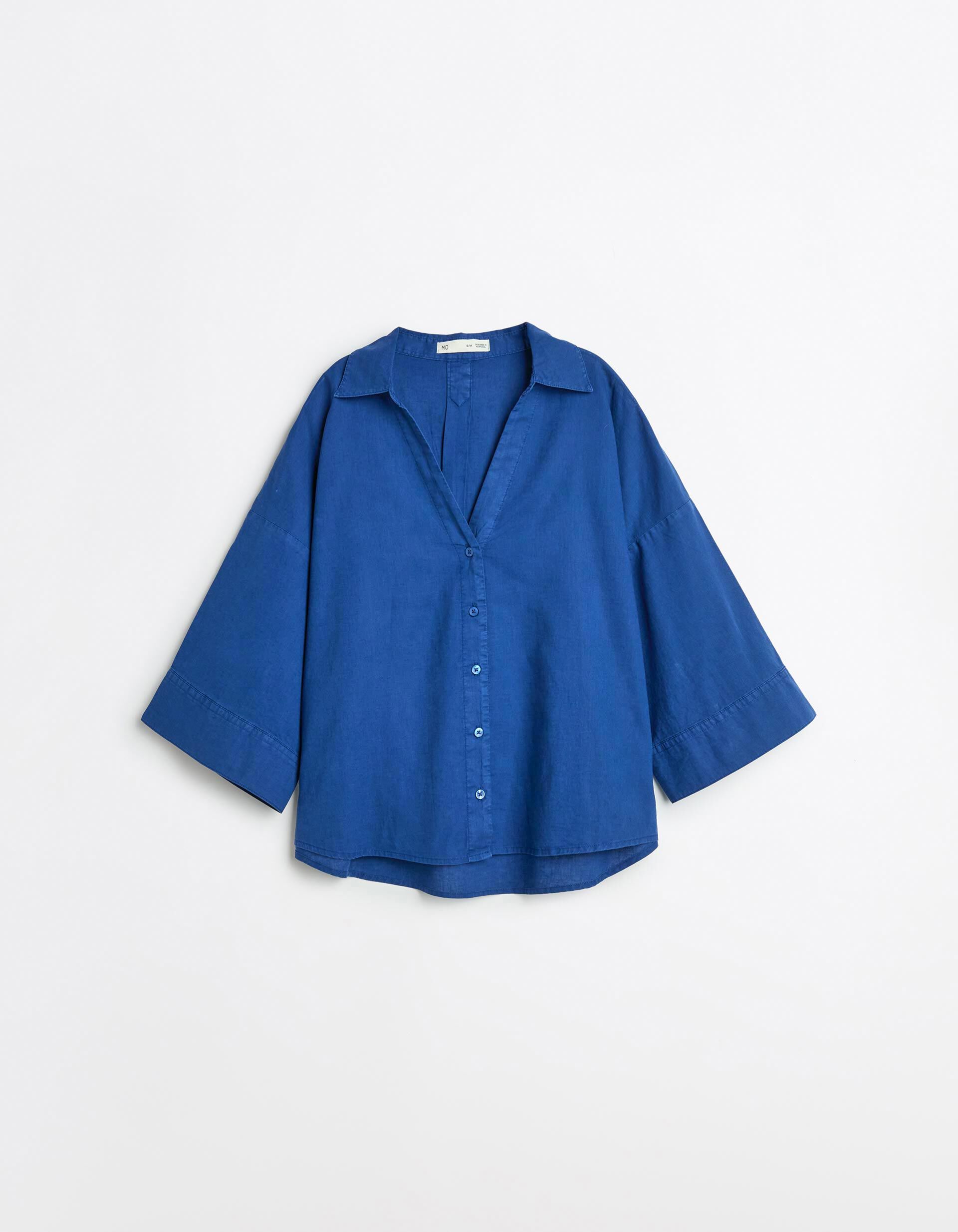 Comprar Online Blusa com Linho, Mulher, Azul