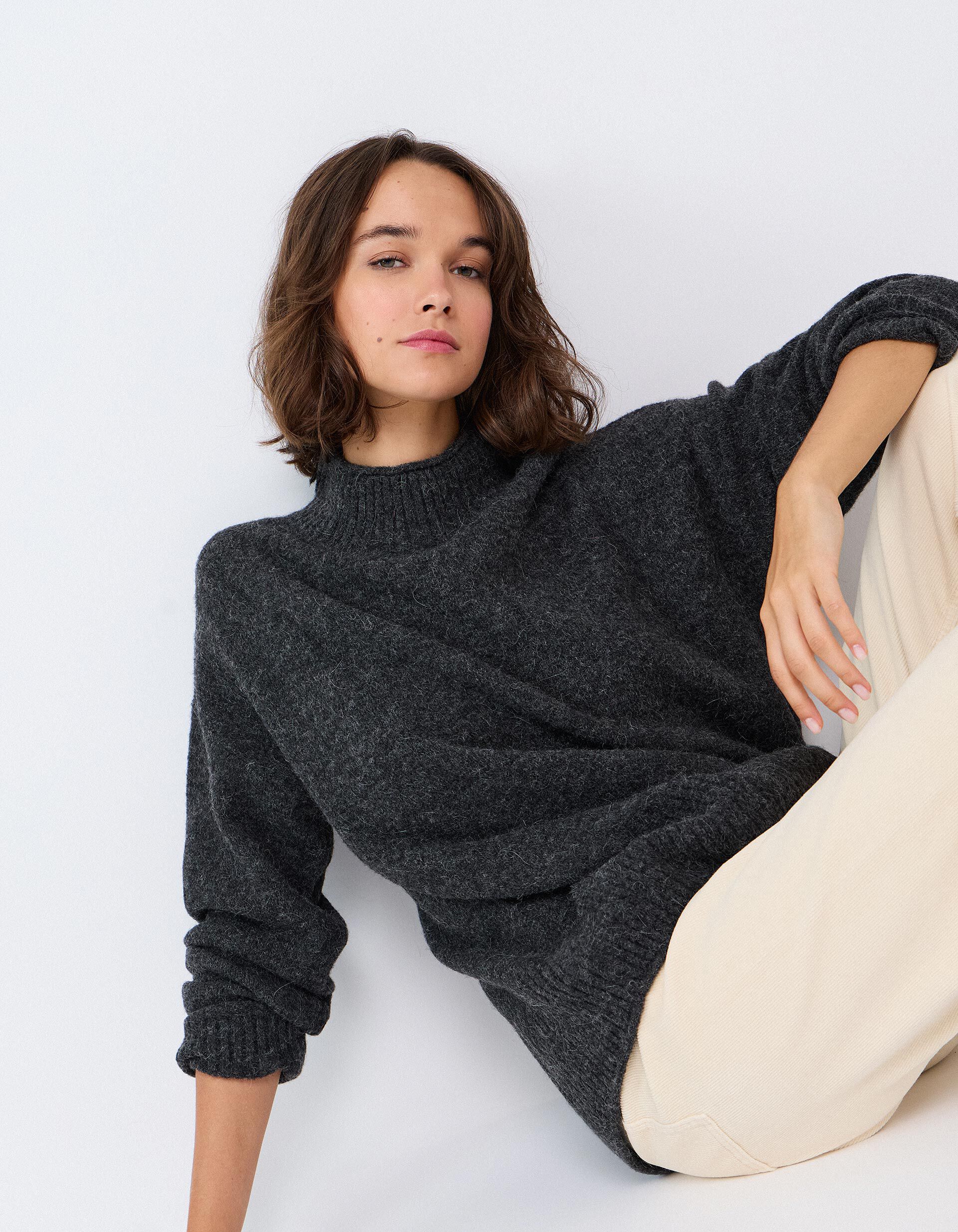 Comprar Online Camisola Em Mistura De L&atilde; E Alpaca, Mulher, Cinzento