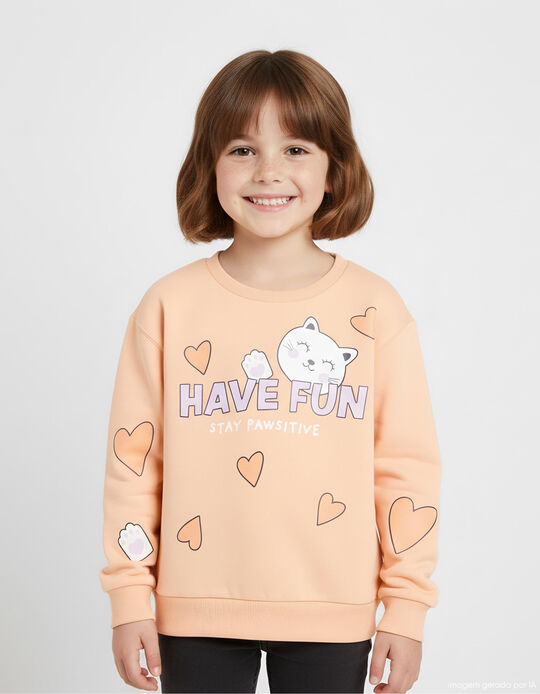 Comprar Online Sweatshirt de Felpa, Menina, Laranja Claro