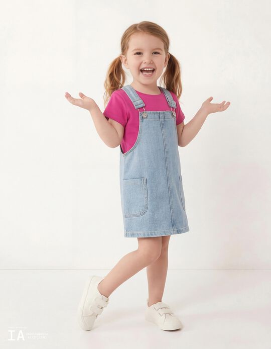 Comprar Online Saia Jardineira, Menina, Azul Claro