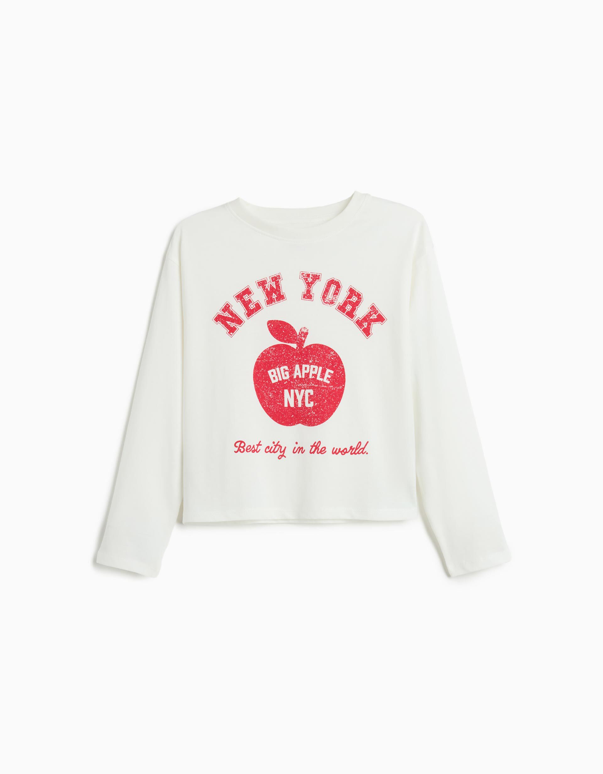 T-shirt Manga Comprida, Menina, Branco