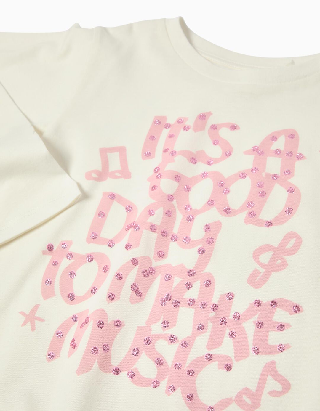 T-shirt de Manga Comprida, Menina, Branco