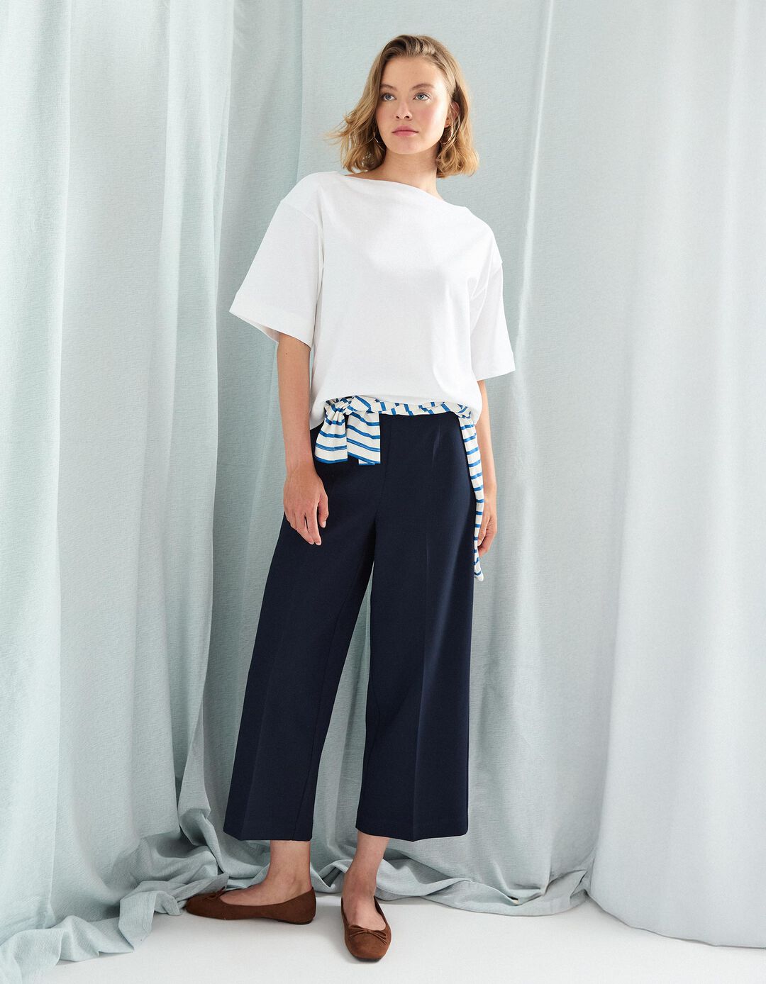 Calças Culotte, Mulher, Azul
